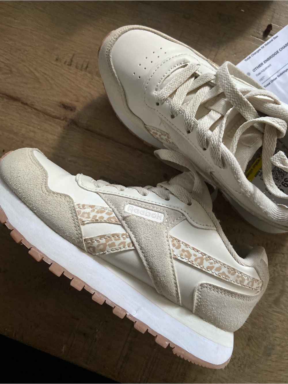 Reebok Neutral Cream Leopard Print Retro Sneakers size 2